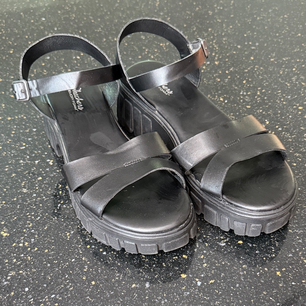 Skechers Black Platform Sandals